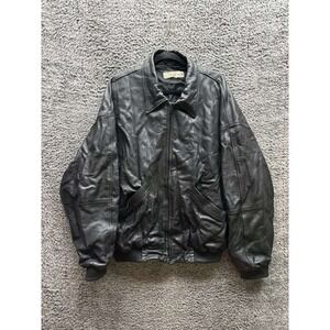 Vintage Ice Jeans Iceberg‎ Pelle Leather Full Zip Bomber Jacket Mens Size 56